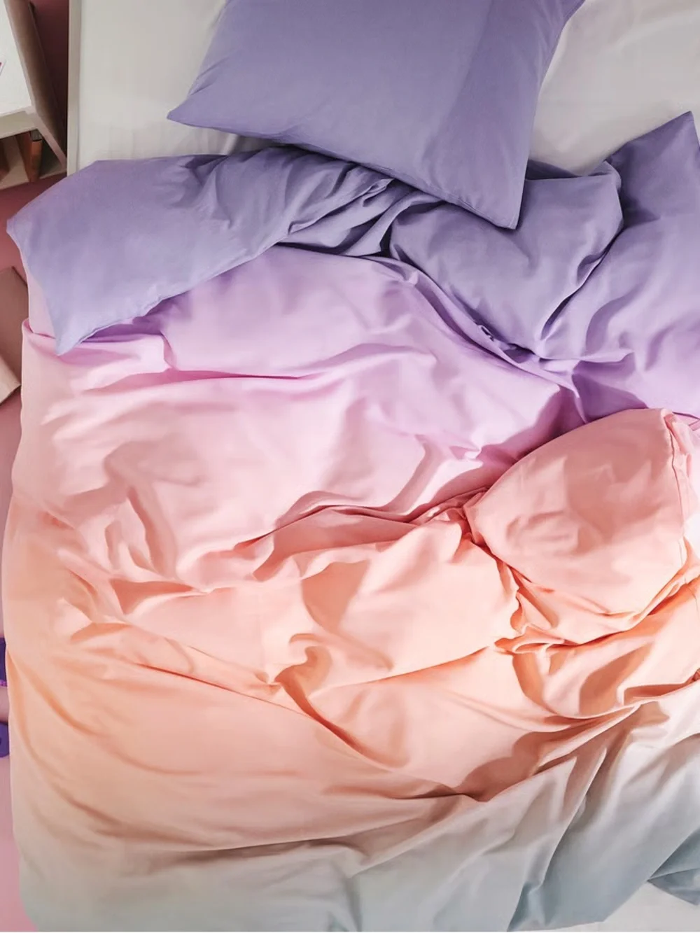 Ombre Lavender to Peach Duvet Cover Set - King Size